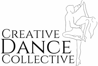 Logo for Creative Dance Collective: serif text on the left with a line-drawn dancer outline on the right.